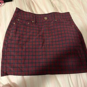 American Eagle Outfitters Burgundy Plaid Mini Skirt